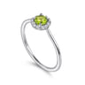 14K White Gold Peridot and Diamond Halo Promise Ring - 0.06 ct