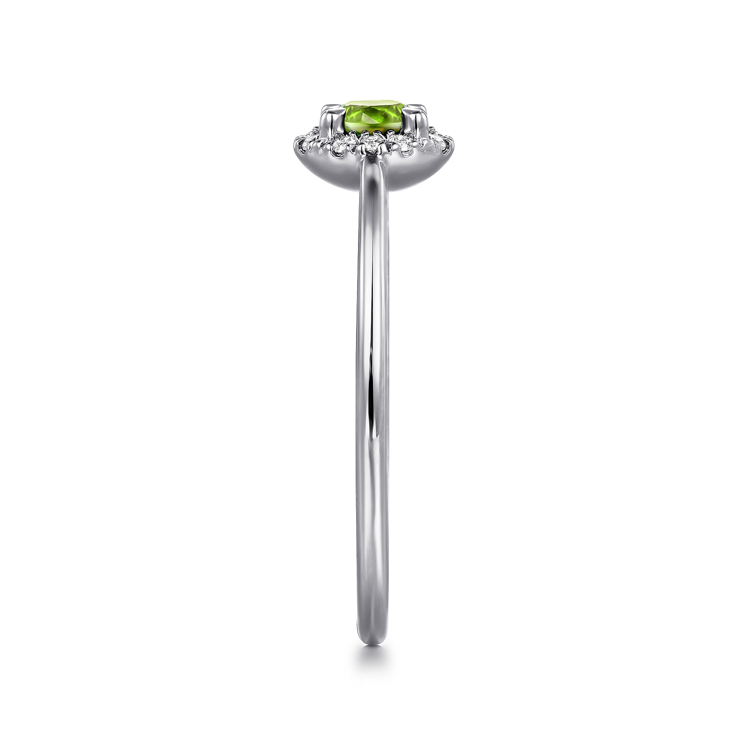 14K White Gold Peridot and Diamond Halo Promise Ring