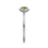14K White Gold Peridot and Diamond Halo Promise Ring - 0.06 ct