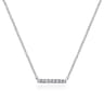 14K White Gold Petite Pave Diamond Bar Necklace - 0.06 ct