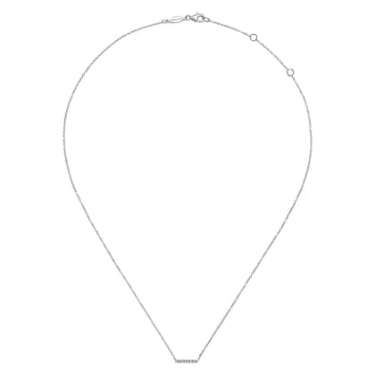 14K White Gold Petite Pave Diamond Bar Necklace