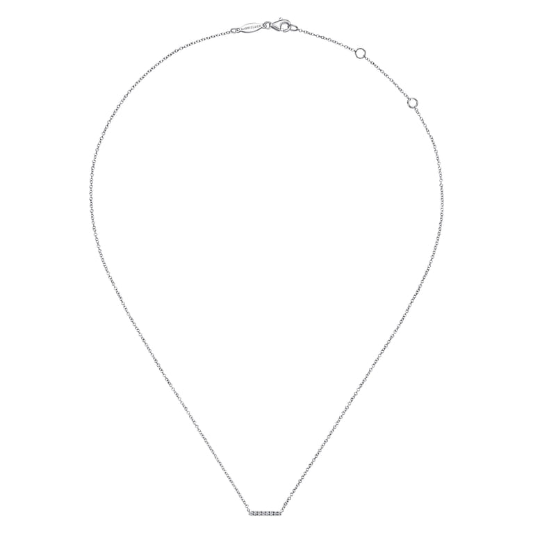 14K White Gold Petite Pave Diamond Bar Necklace - 0.06 ct - Shot 2
