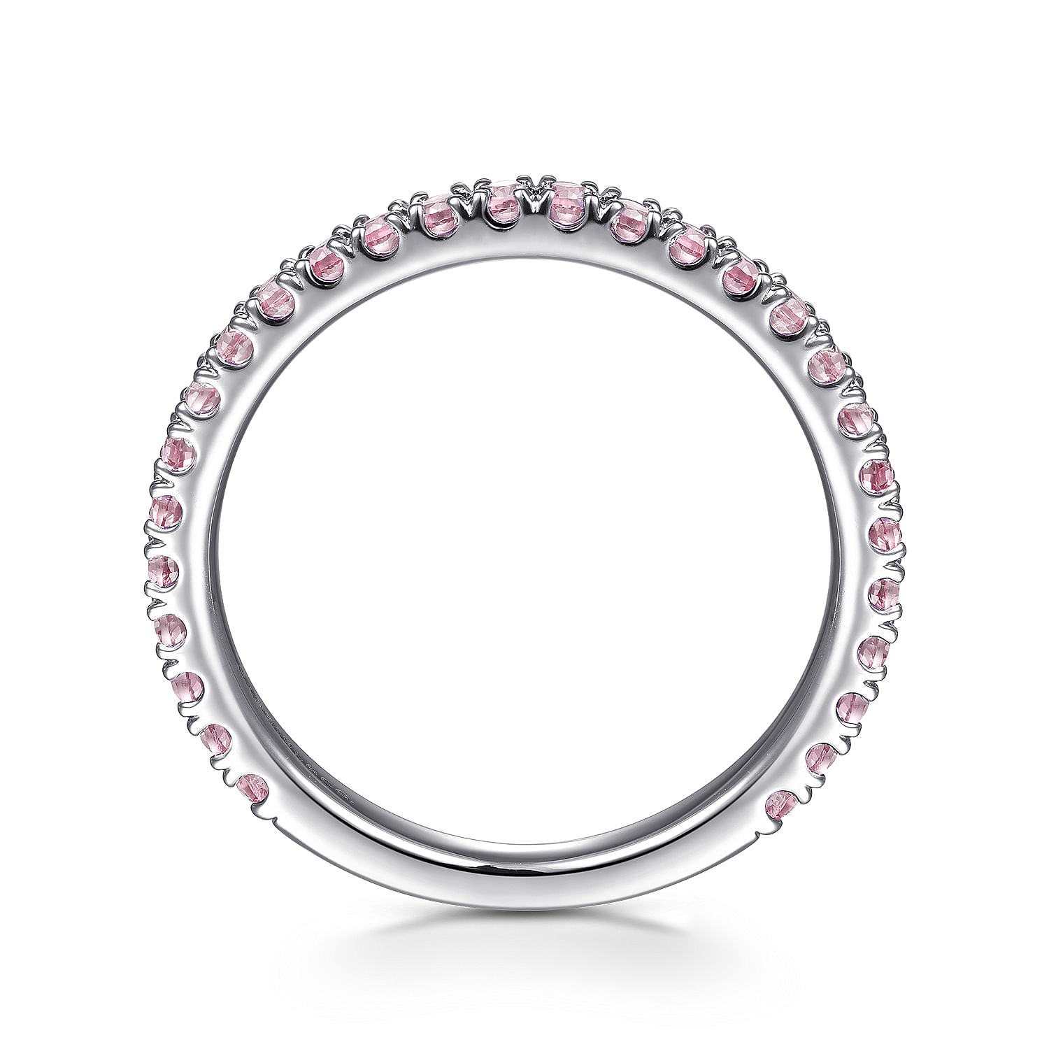 14K White Gold Pink Created Zircon Stackable Ring - Shot 2