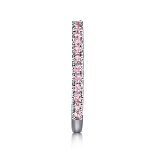 14K White Gold Pink Created Zircon Stackable Ring - Shot 4