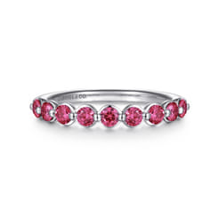 14K White Gold Pink Tourmaline Stackable Ring