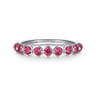 14K White Gold Pink Tourmaline Stackable Ring