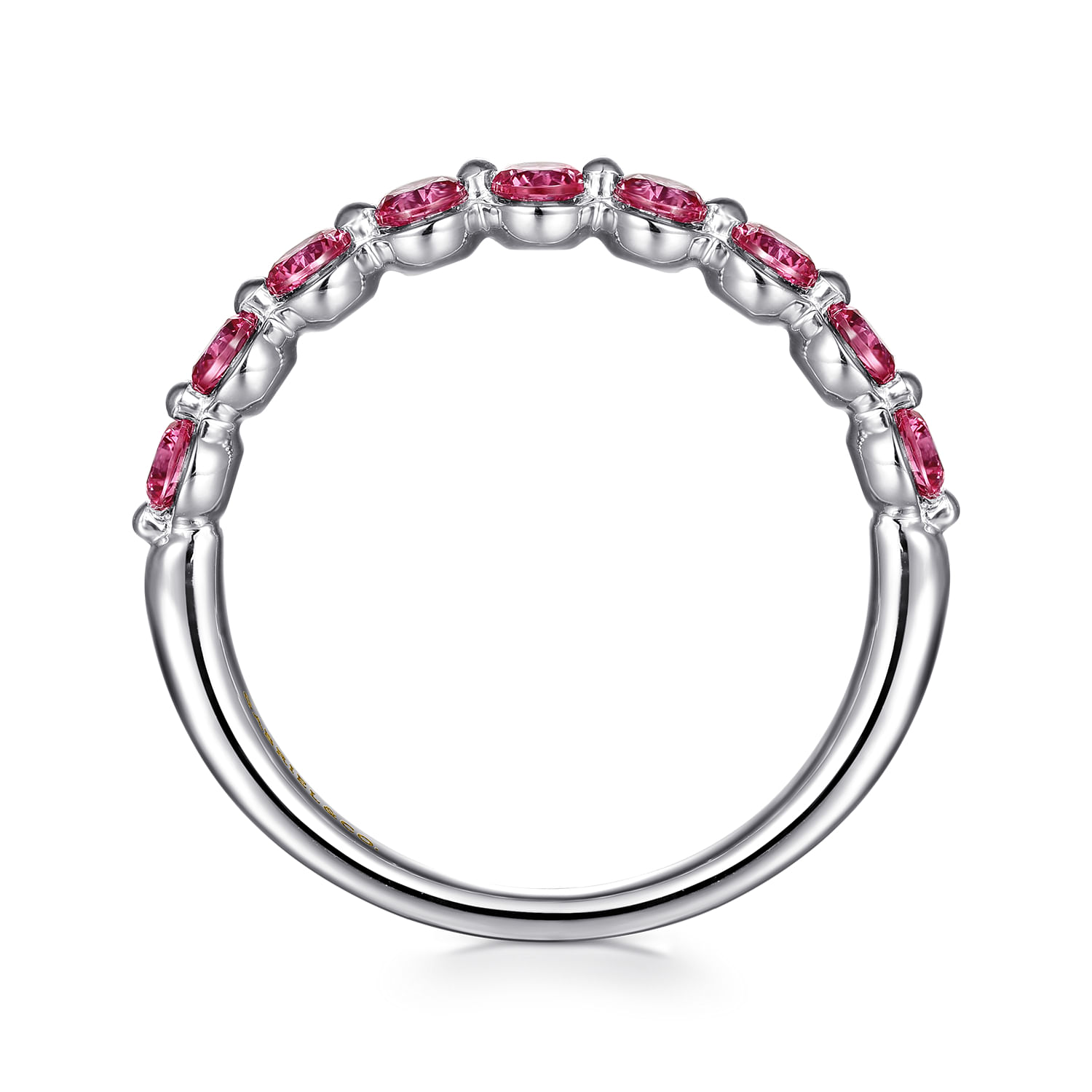 14K White Gold Pink Tourmaline Stackable Ring