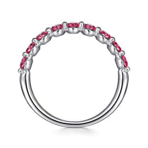 14K White Gold Pink Tourmaline Stackable Ring