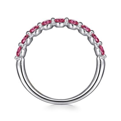 14K White Gold Pink Tourmaline Stackable Ring
