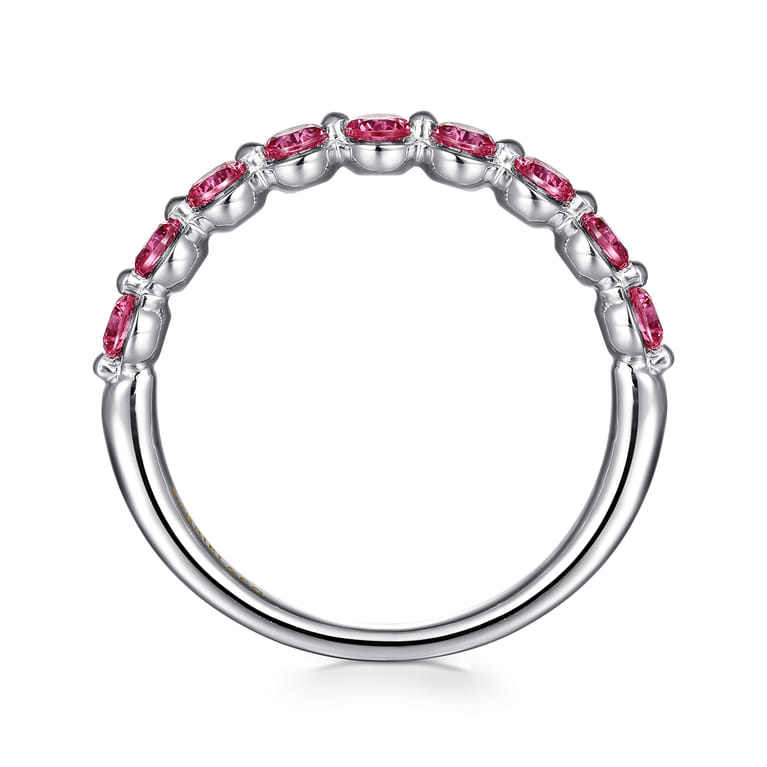 14K White Gold Pink Tourmaline Stackable Ring - Shot 2