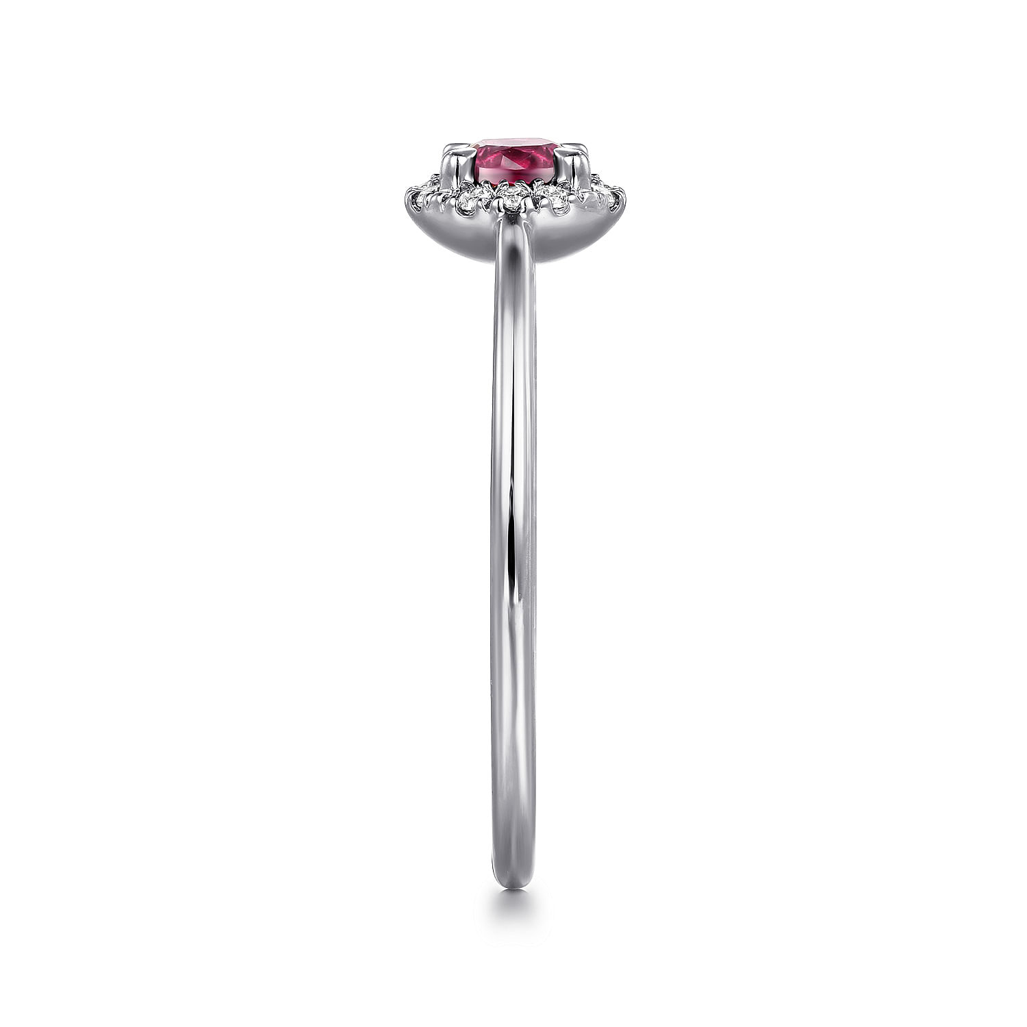 14K White Gold Pink Tourmaline and Diamond Halo Promise Ring