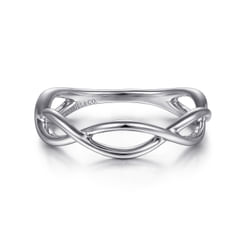 14K White Gold Plain Twisted Stackable Ring