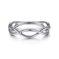 14K White Gold Plain Twisted Stackable Ring