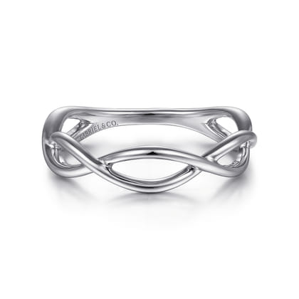 14K White Gold Plain Twisted Stackable Ring