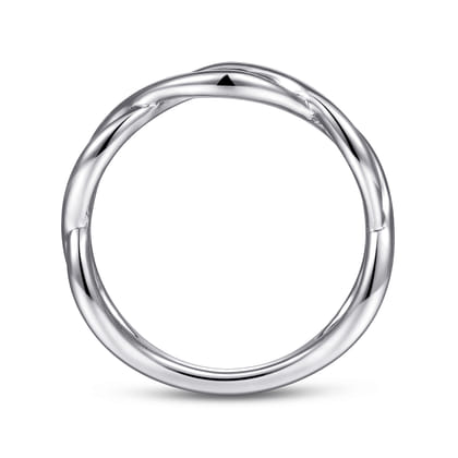 14K White Gold Plain Twisted Stackable Ring