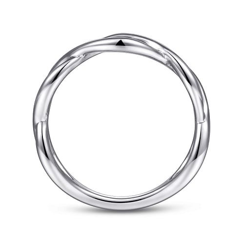 14K White Gold Plain Twisted Stackable Ring - Shot 2