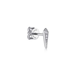 14K White Gold Pointed Diamond Bar Single Stud Earrings