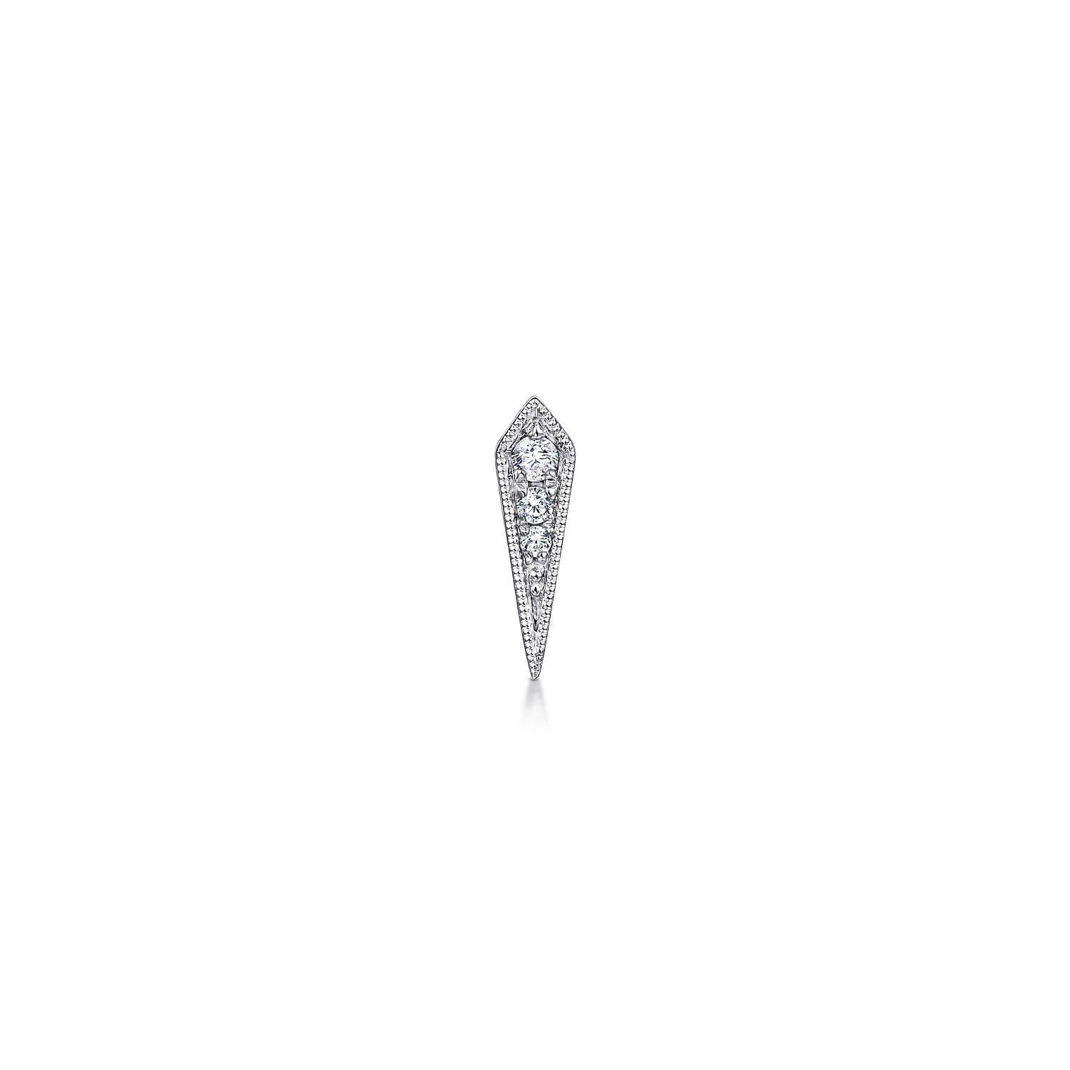 14K White Gold Pointed Diamond Bar Single Stud Earrings - 0.03 ct - Shot 2