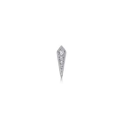 14K White Gold Pointed Diamond Bar Single Stud Earrings