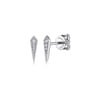 14K White Gold Pointed Diamond Bar Stud Earrings - 0.06 ct