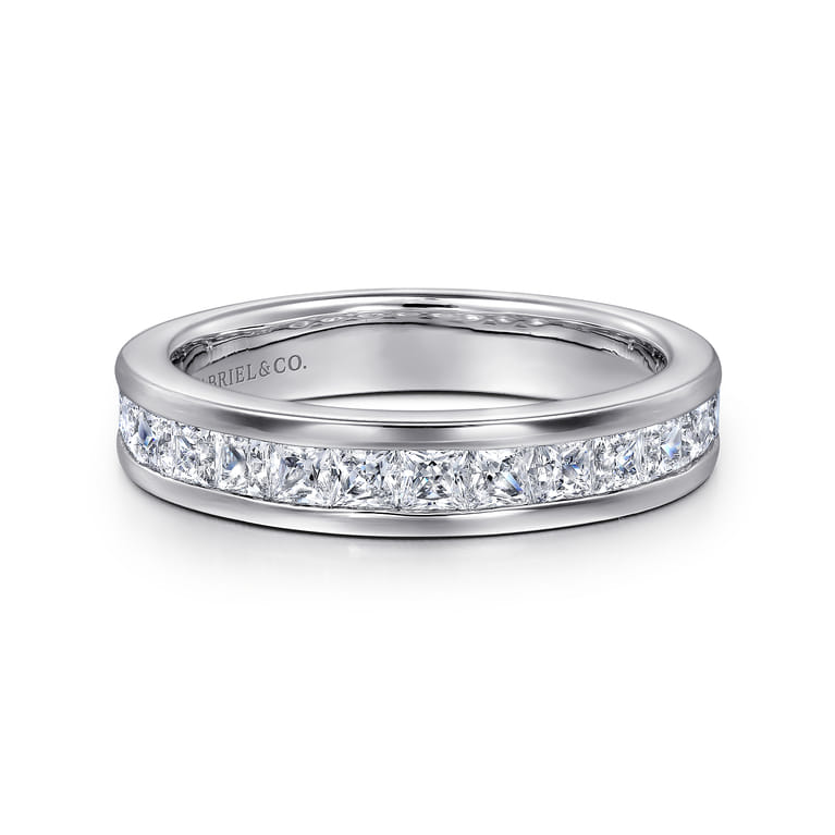 Straight Wedding Ring in 14k White Gold with Princess Cut Natural Diamond at Gabriel & Co. - Shot 1