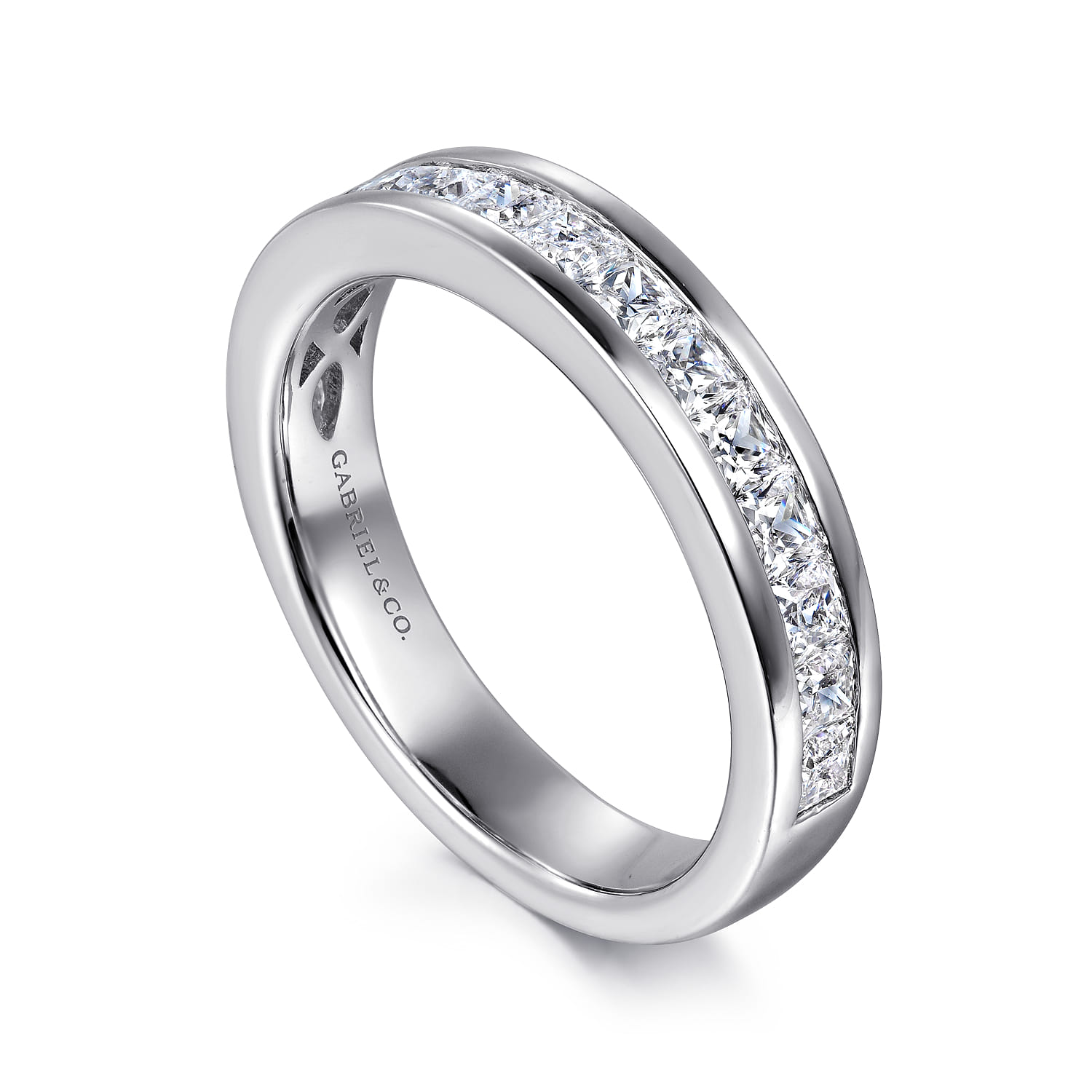 Straight Wedding Ring in 14k White Gold with Princess Cut Natural Diamond at Gabriel & Co. - Shot 3