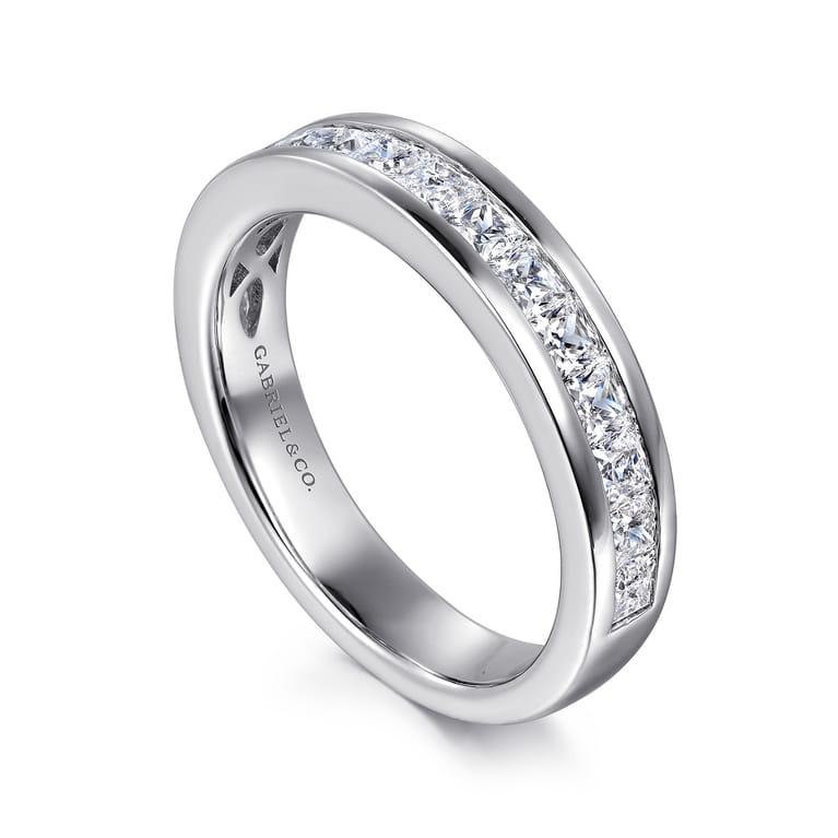 Straight Wedding Ring in 14k White Gold with Princess Cut Natural Diamond at Gabriel & Co. - Shot 3