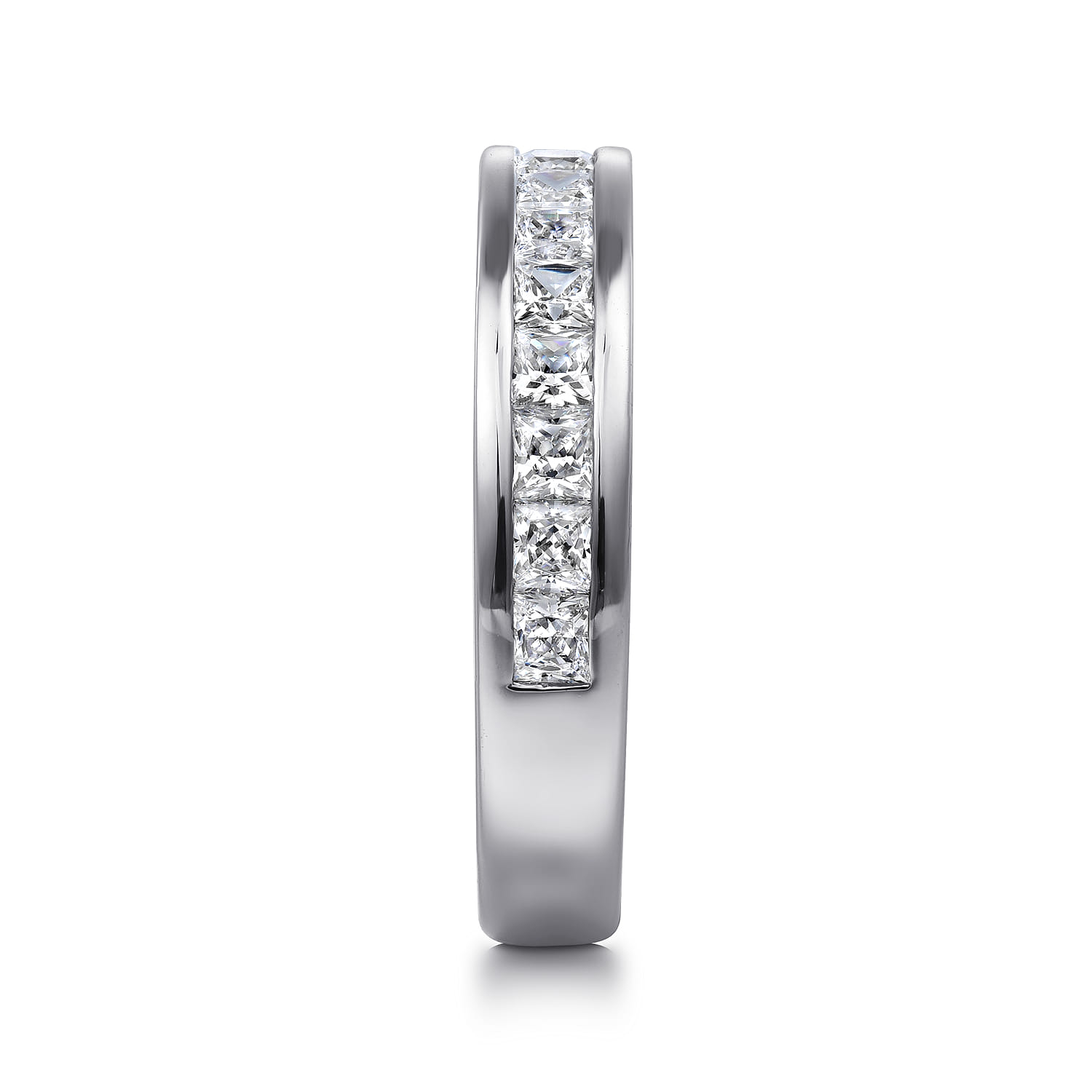 Straight Wedding Ring in 14k White Gold with Princess Cut Natural Diamond at Gabriel & Co. - Shot 4