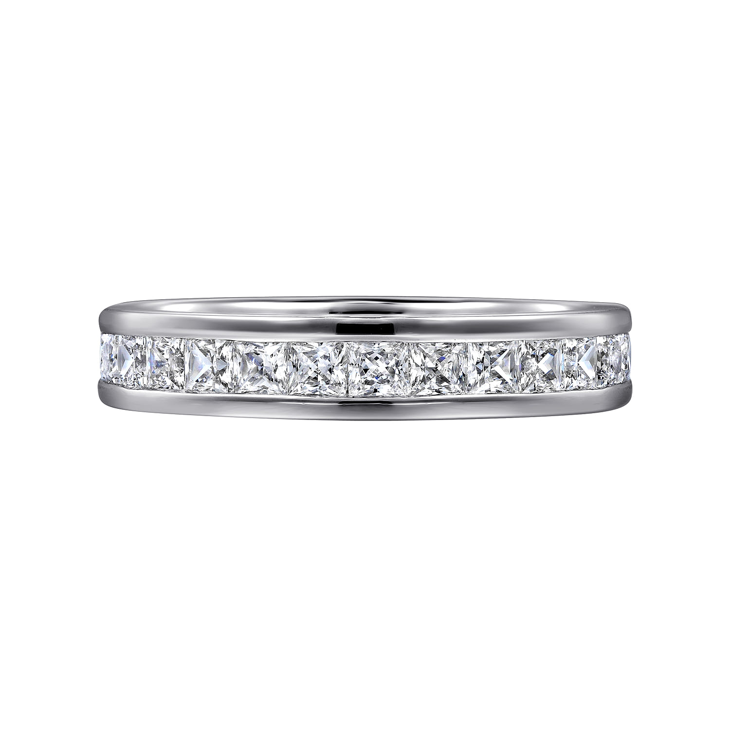 Straight Wedding Ring in 14k White Gold with Princess Cut Natural Diamond at Gabriel & Co. - Shot 6