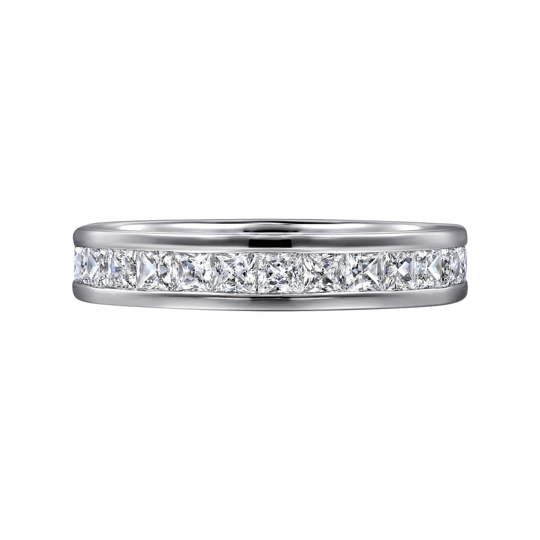 Straight Wedding Ring in 14k White Gold with Princess Cut Natural Diamond at Gabriel & Co. - Shot 6