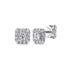 14K White Gold Princess Cut Diamond Halo Stud Earrings - 0.8 ct
