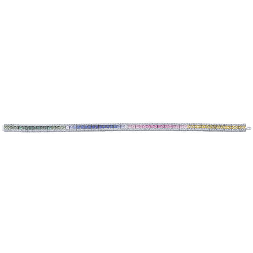 14K White Gold Princess Cut Rainbow Tennis Bracelet - 0.89 ct - Shot 3