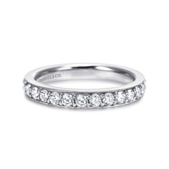 14K White Gold Prong Channel Set Diamond Wedding Band