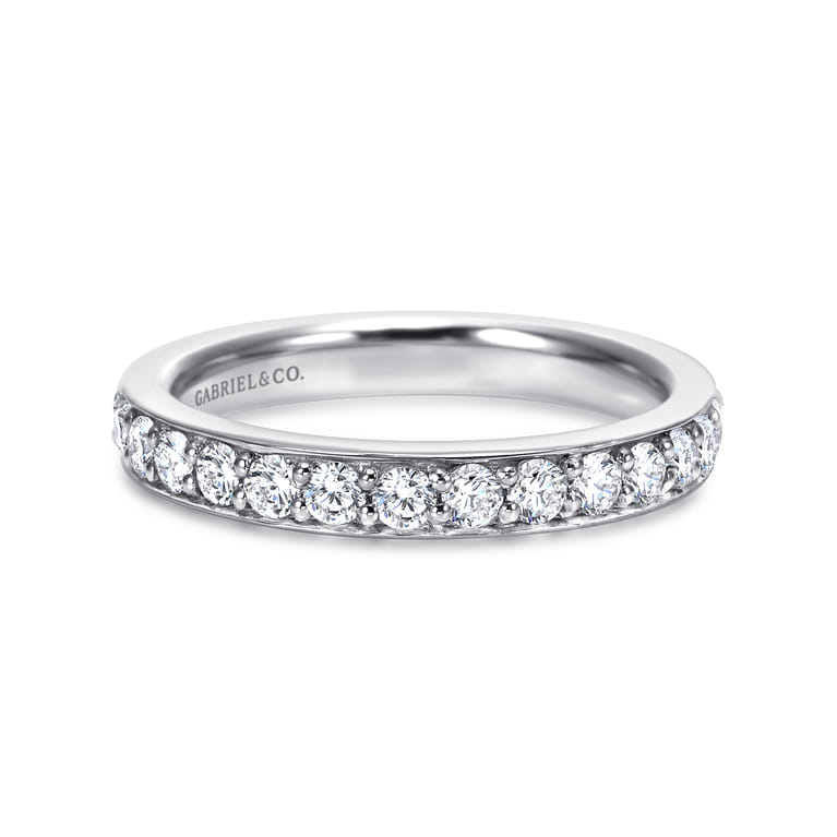Straight Wedding Ring in 14k White Gold with Round Natural Diamond at Gabriel & Co. - Shot 1