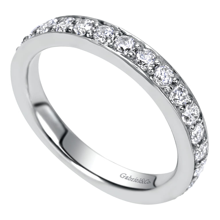 Straight Wedding Ring in 14k White Gold with Round Natural Diamond at Gabriel & Co. - Shot 3
