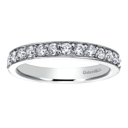 14K White Gold Prong Channel Set Diamond Wedding Band
