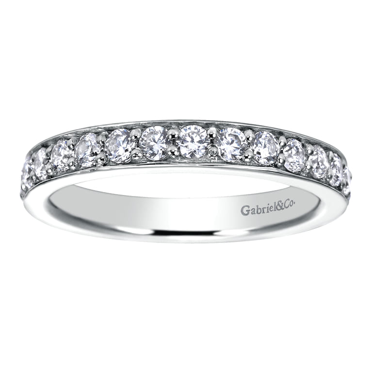 Straight Wedding Ring in 14k White Gold with Round Natural Diamond at Gabriel & Co. - Shot 4
