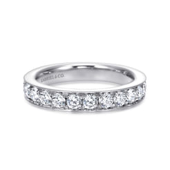 14K White Gold Prong Channel Set Diamond Wedding Band