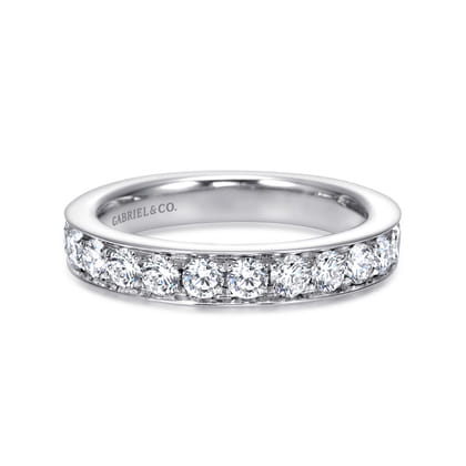 14K White Gold Prong Channel Set Diamond Wedding Band