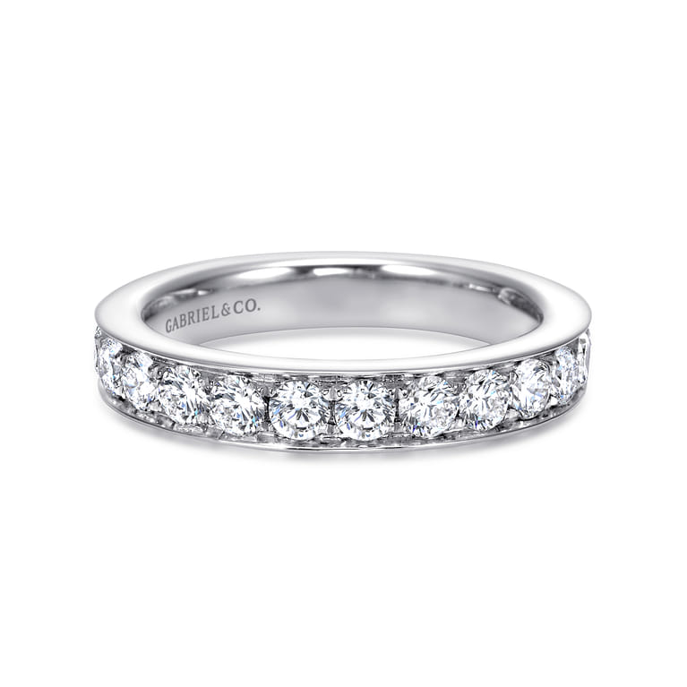 Straight Wedding Ring in 14k White Gold with Round Natural Diamond at Gabriel & Co. - Shot 1