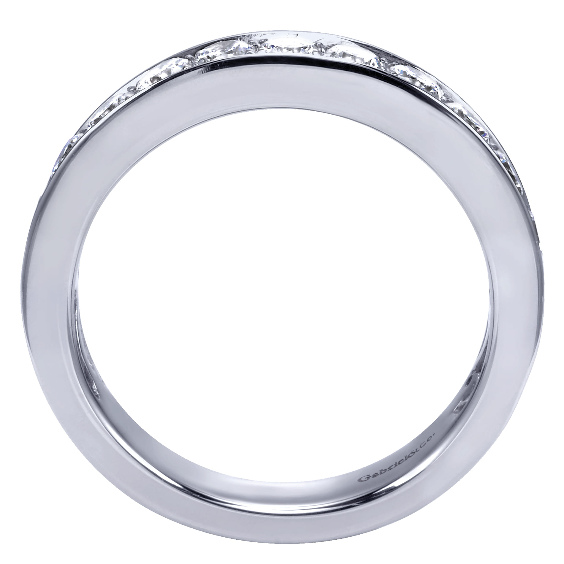 Straight Wedding Ring in 14k White Gold with Round Natural Diamond at Gabriel & Co. - Shot 2