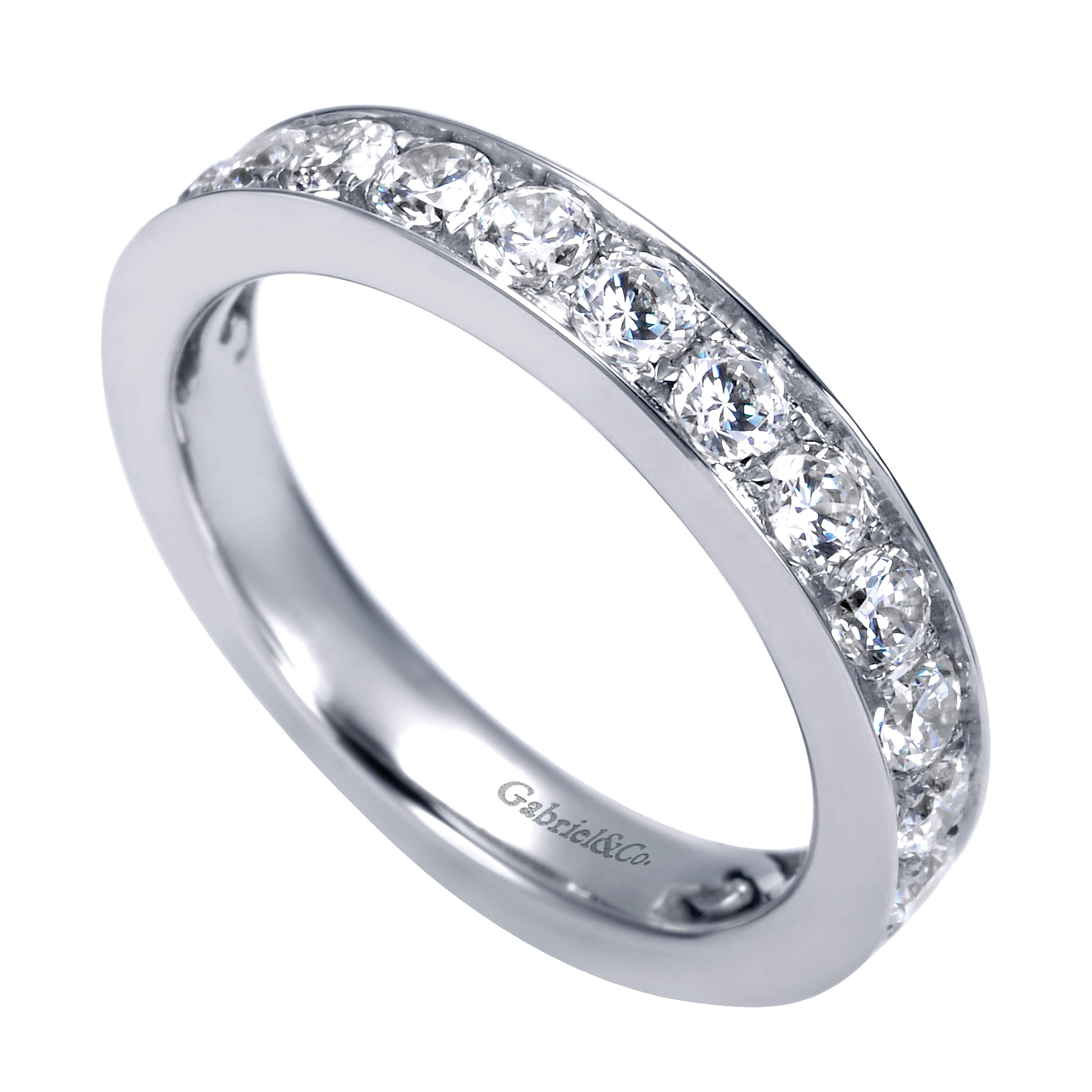Straight Wedding Ring in 14k White Gold with Round Natural Diamond at Gabriel & Co. - Shot 3