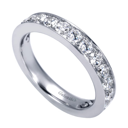 14K White Gold Prong Channel Set Diamond Wedding Band