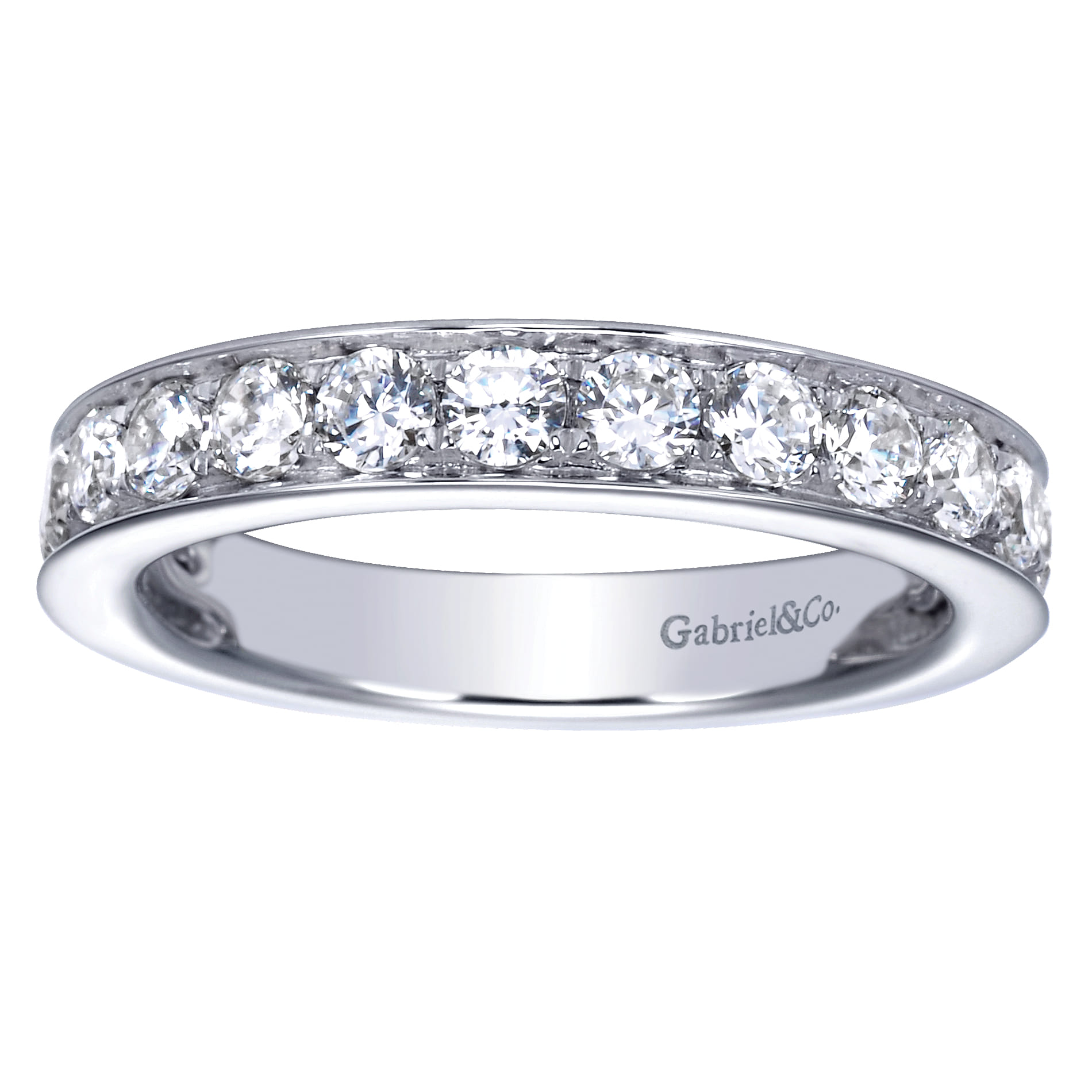 Straight Wedding Ring in 14k White Gold with Round Natural Diamond at Gabriel & Co. - Shot 4
