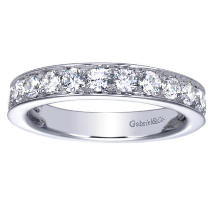 14K White Gold Prong Channel Set Diamond Wedding Band