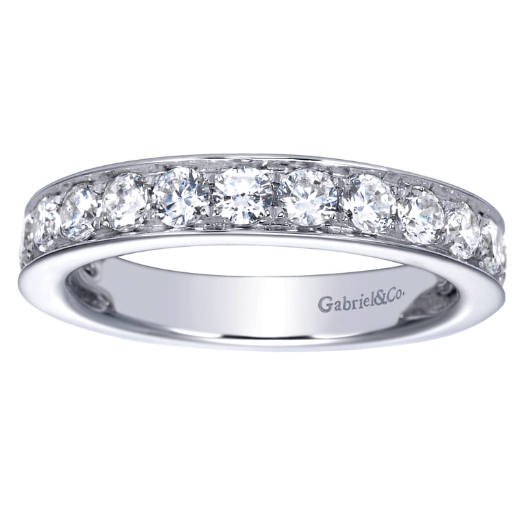 Straight Wedding Ring in 14k White Gold with Round Natural Diamond at Gabriel & Co. - Shot 4