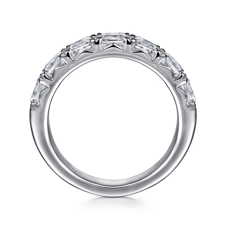 Straight Wedding Ring in 14k White Gold with Emerald Cut Natural Diamond at Gabriel & Co. - Shot 2