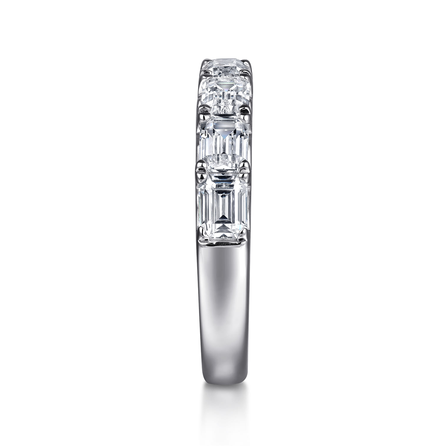 Straight Wedding Ring in 14k White Gold with Emerald Cut Natural Diamond at Gabriel & Co. - Shot 4