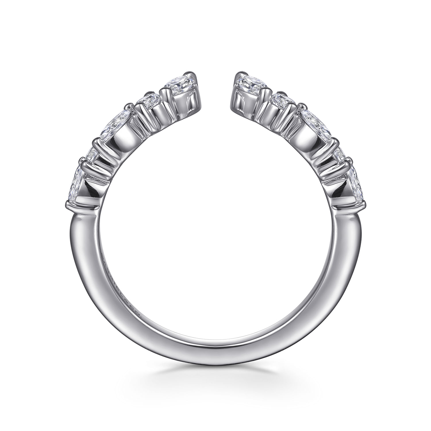 14K White Gold Prong Marquise and Round Open Diamond Anniversary Band