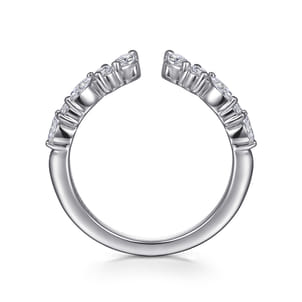 14K White Gold Prong Marquise and Round Open Diamond Anniversary Band